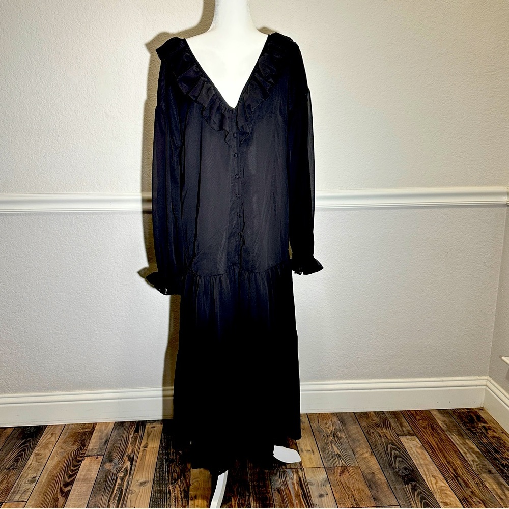 Asos Maxi Dress  Button Through Ruffle Front.